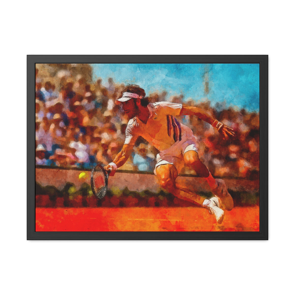 Tennis Player in Action: Expressionist Ready to Hang Framed Watercolour Fine Art Print Poster, Tennis Wall Art, Tennis Fan Gift