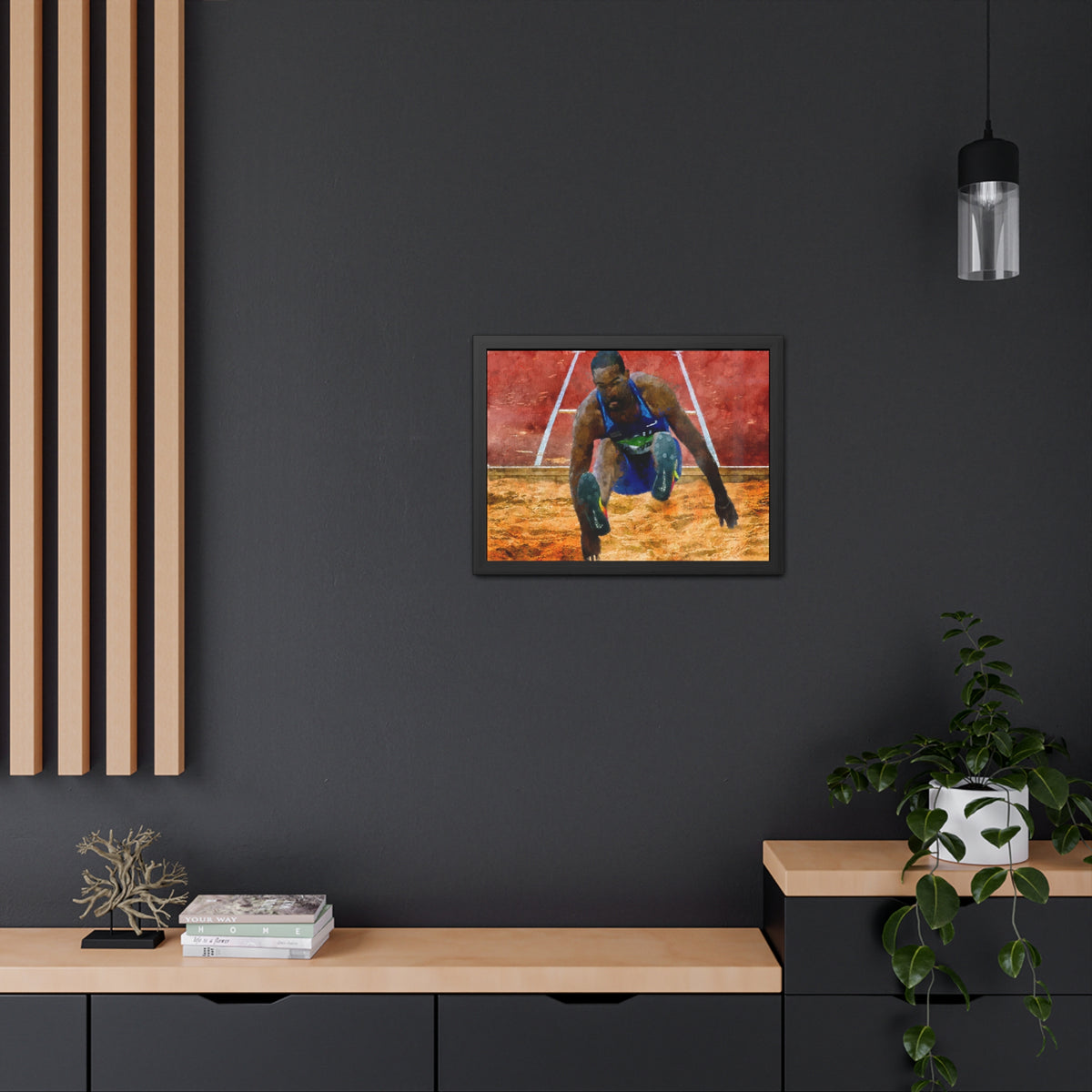 Athletic Grace Long Jumper Painting - Stunning Watercolour Art, Ready to Hang Framed Watercolour Fine Art Painting Print Poster, Athletics Wall Art, Athletics Fan Gift
