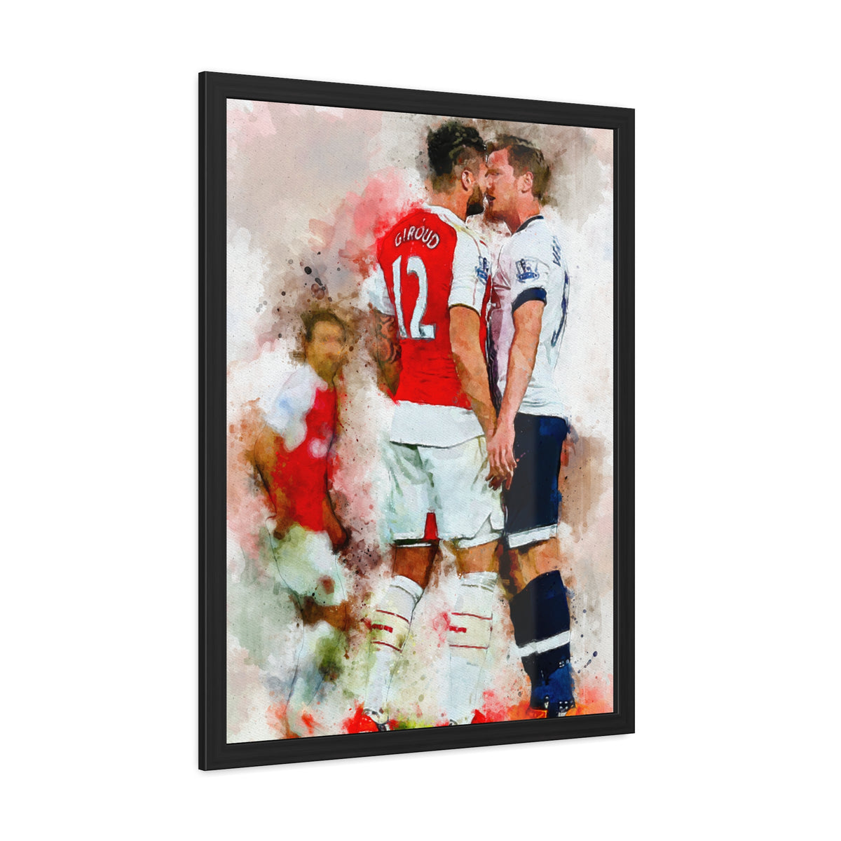 Arsenal vs. Tottenham Derby Ready to Hang Framed Watercolour Fine Art Painting Print Poster, Football Wall Art, Soccer Fan Gift