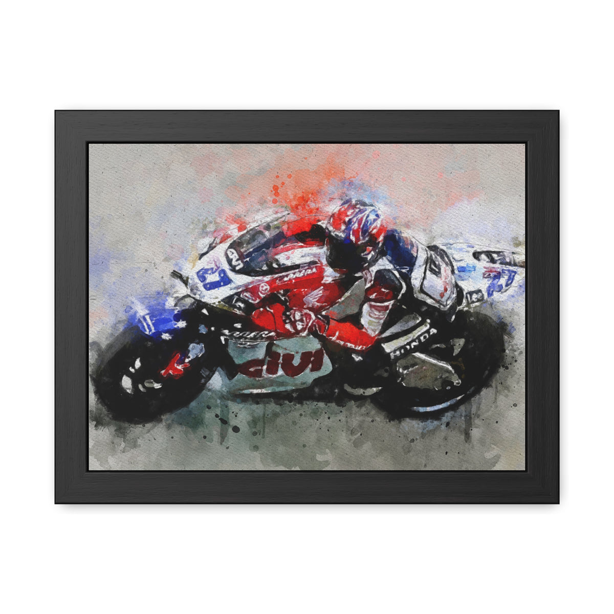 MotoGP Masterpiece: Framed Watercolour Fine Art Print Poster, Ready to Hang, Wall Art, Perfect Gift for Fans of Casey Stoner