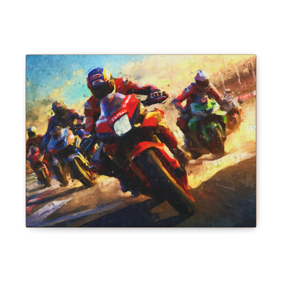 Impressionist MotoGP Riders Canvas: Fine Art Print Poster- Ready to Hang, Wall Art MotoGP Gift