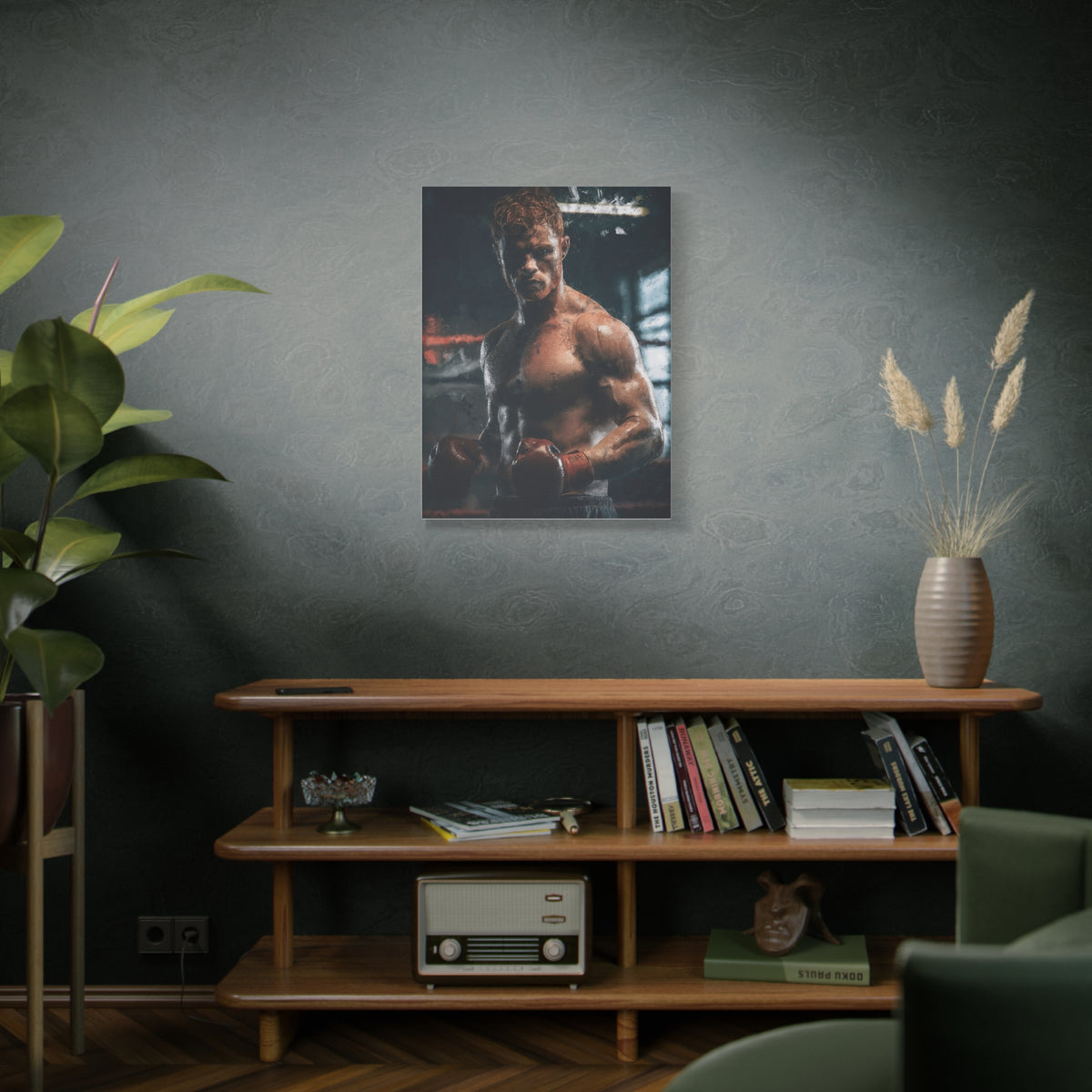Canelo Álvarez Painting: Expressive Boxing Brilliance - Stretched Canvas Fine Art Boxing Print Poster, Ready to Hang, Wall Art Boxing Gift