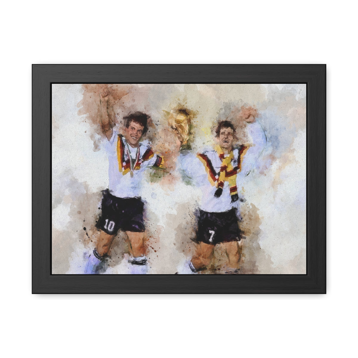 World Cup Winners 1990 West Germany Watercolor Painting, Ready to Hang Framed Art Print Poster, Germany Fan Gift