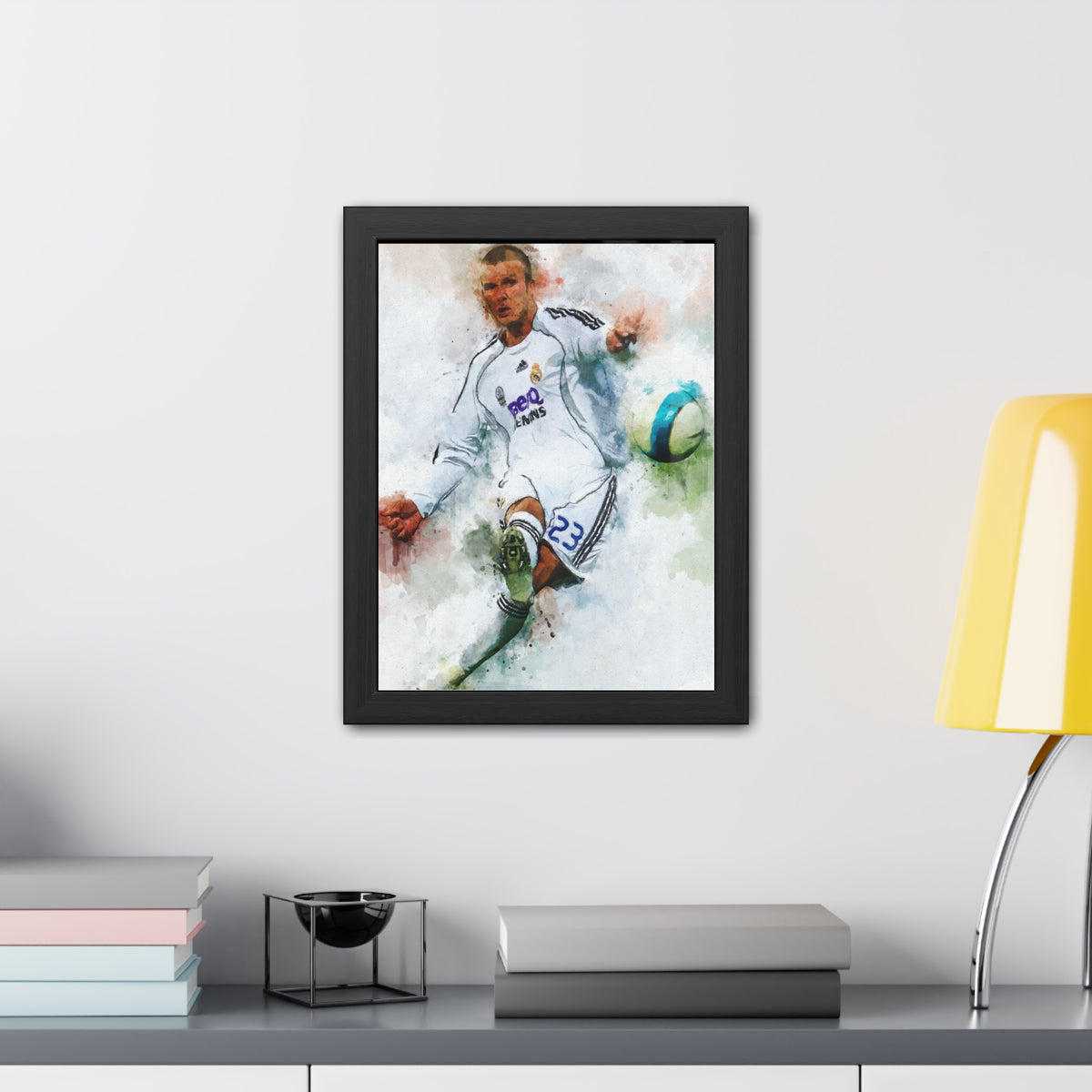 Celebrate Beckham: Expressionist Watercolour Portrait - Soccer Legend Art! Ready to Hang Framed Fine Art Print Poster, Football Wall Art, Soccer Fan Gift