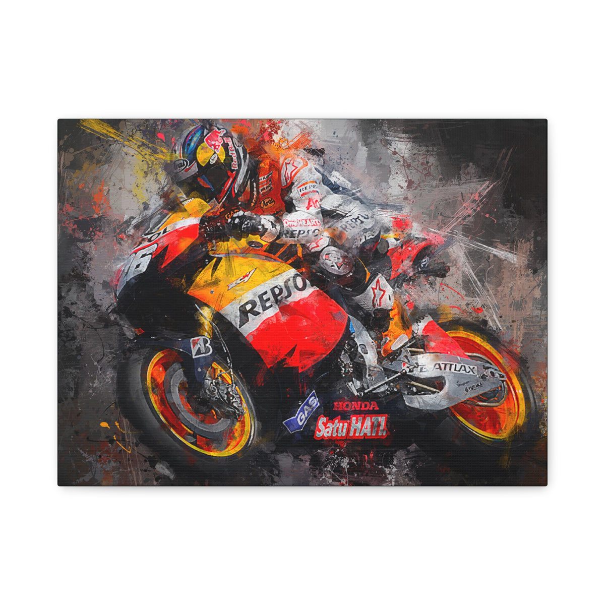 Experience the Thrill: Stretched Canvas Fine Art MotoGP Print Poster - Ready to Hang, Wall Art MotoGP Gift