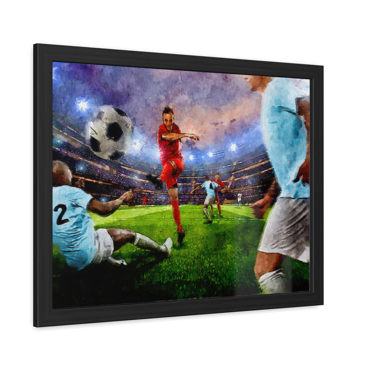 Liverpool Striker Triumphs in Stunning Painting! Ready to Hang Framed Watercolour Fine Art Print Poster, Football Wall Art, Soccer Fan Gift