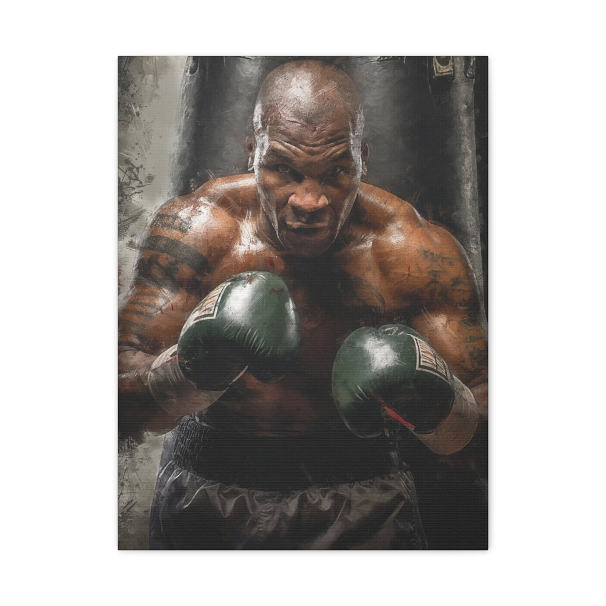 Iron Mike Tyson: Expressive Canvas Fine Art Print Poster - Ready to Hang, Wall Art Boxing Gift
