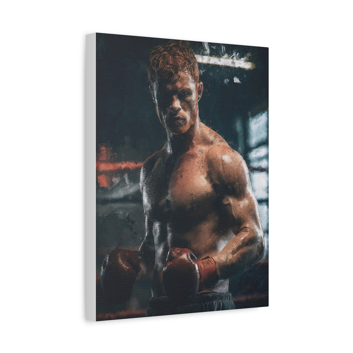 Canelo Álvarez Painting: Expressive Boxing Brilliance - Stretched Canvas Fine Art Boxing Print Poster, Ready to Hang, Wall Art Boxing Gift