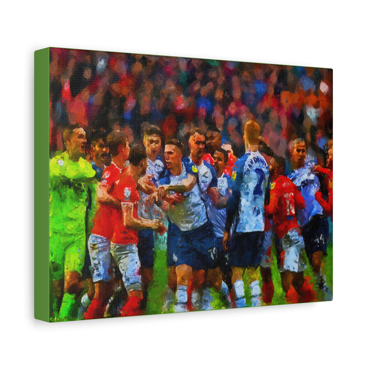 Blackpool vs. PNE Derby Ready to Hang Framed Impressionist Fine Art Painting Print Poster, Football Wall Art, Soccer Fan Gift