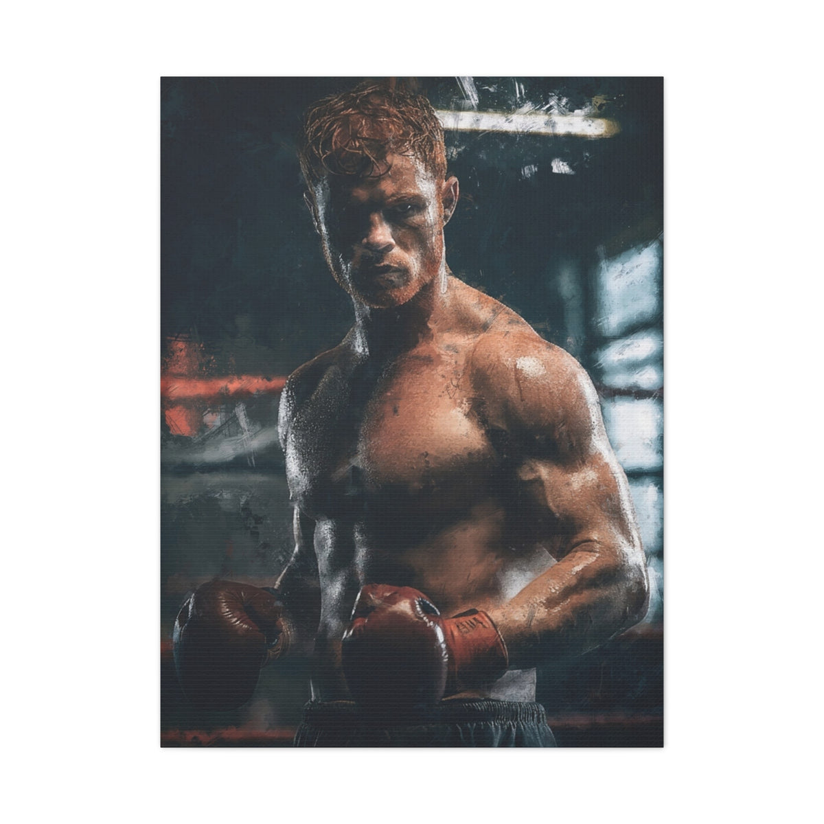 Canelo Álvarez Painting: Expressive Boxing Brilliance - Stretched Canvas Fine Art Boxing Print Poster, Ready to Hang, Wall Art Boxing Gift