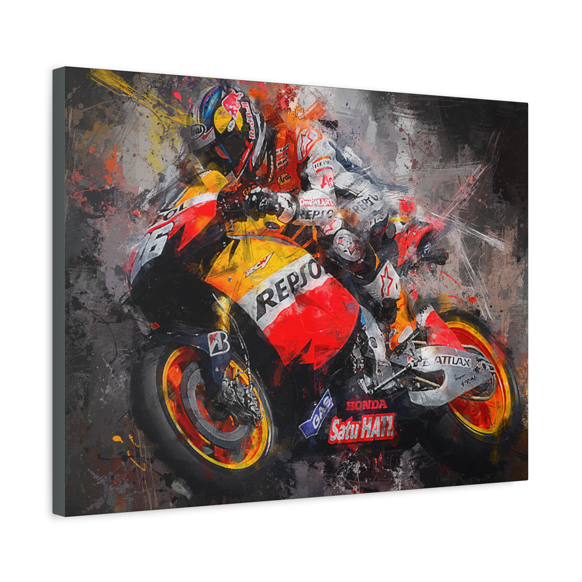 Experience the Thrill: Stretched Canvas Fine Art MotoGP Print Poster - Ready to Hang, Wall Art MotoGP Gift