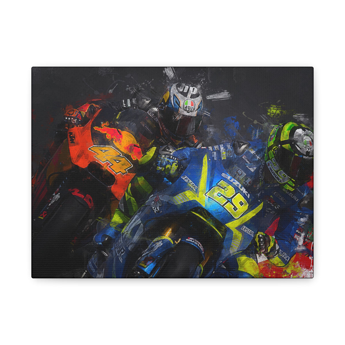Ride into the MotoGP Thrill: Stretched Canvas Fine Art Print Poster - Ready to Hang, Wall Art MotoGP Gift