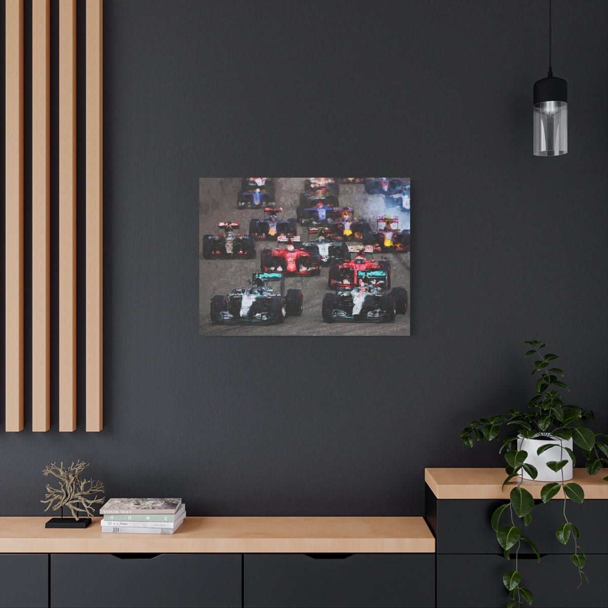 Fuel Your Walls with Speed: Stretched Matte Canvas Fine Art F1 Print Poster - Ready to Hang, Wall Art Formula One Gift