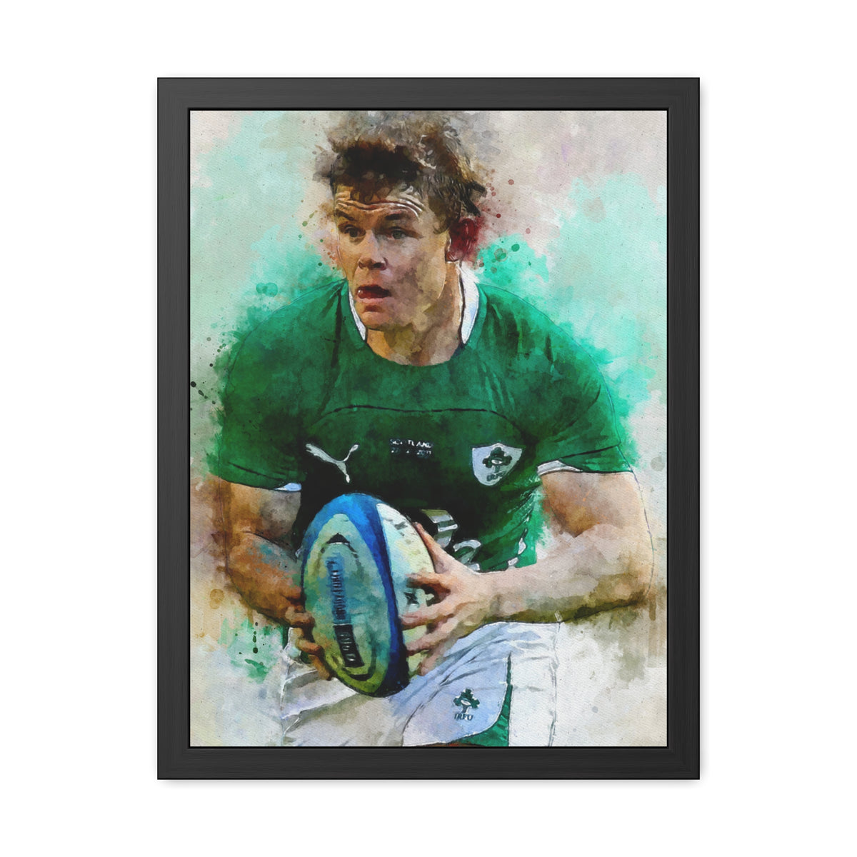 Brian O'Driscoll:  Fine Art Print of the Legendary Rugby Player - Ready to Hang Framed Rugby Print Poster,  Wall Art, Rugby Fan Gift