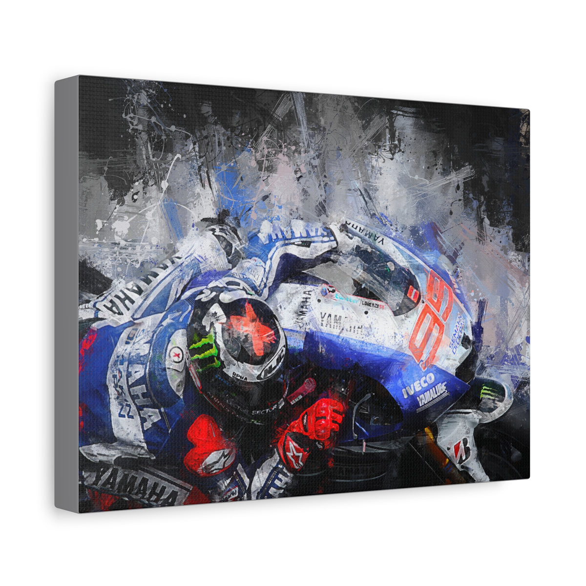 Ride the Rush with Jorge Lorenzo : Stretched Canvas Fine Art MotoGP Print Poster - Ready to Hang, Wall Art MotoGP Gif