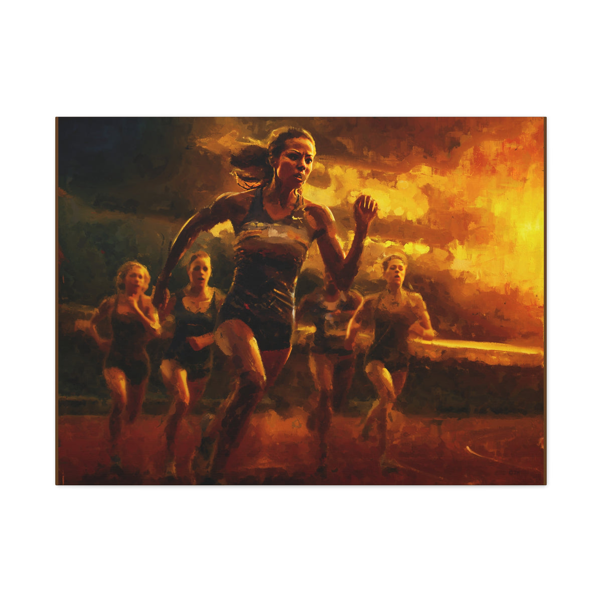 Impressionist Fine Art Print on Canvas of a Sprinter - Athletics Art, Stretched Canvas Fine Art Print Poster - Ready to Hang Wall Art, Sprinter Fan Gift