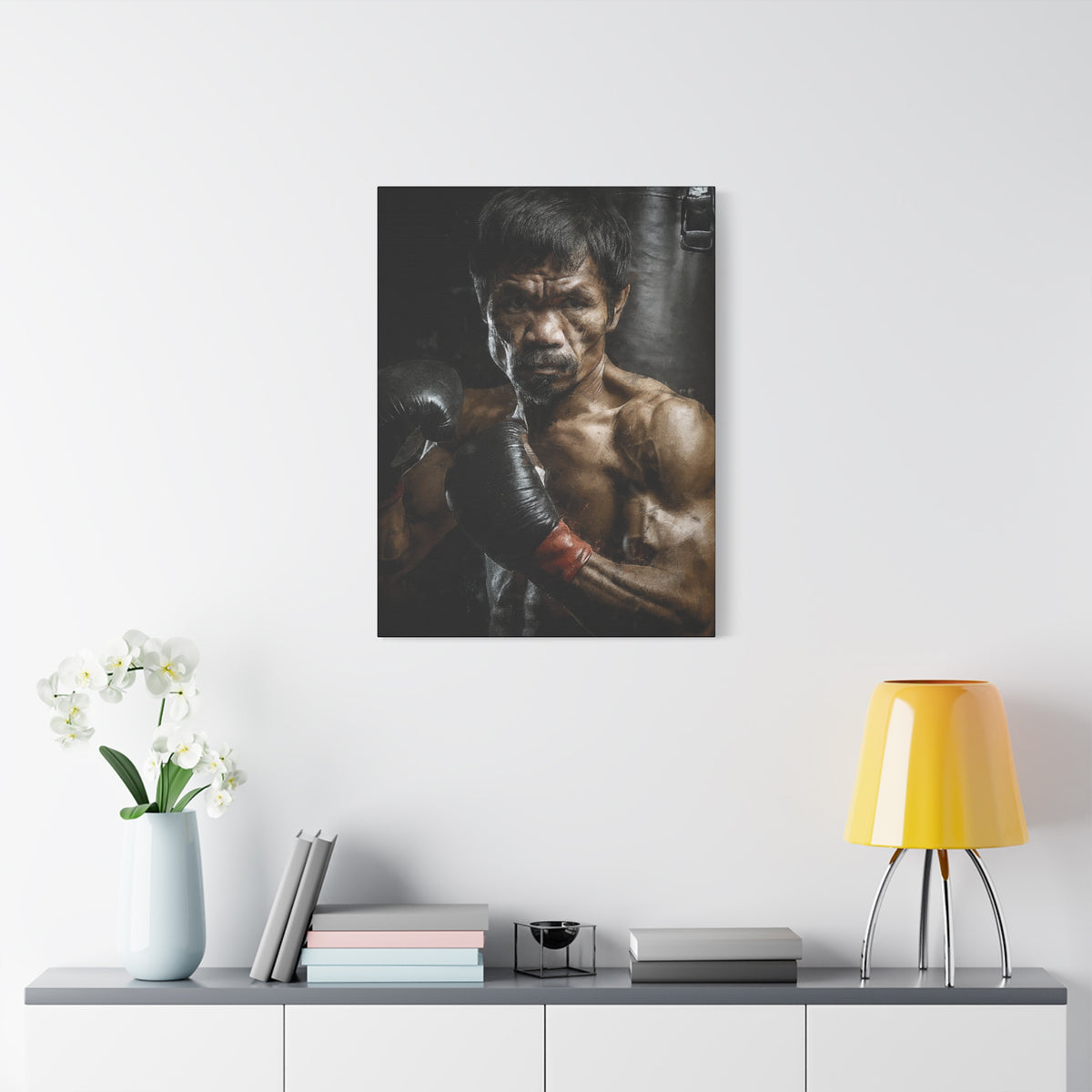 Manny Pacquiao Portrait Painting: Stretched Canvas Fine Art Boxing Print Poster- Ready to Hang, Wall Art Boxing Gift
