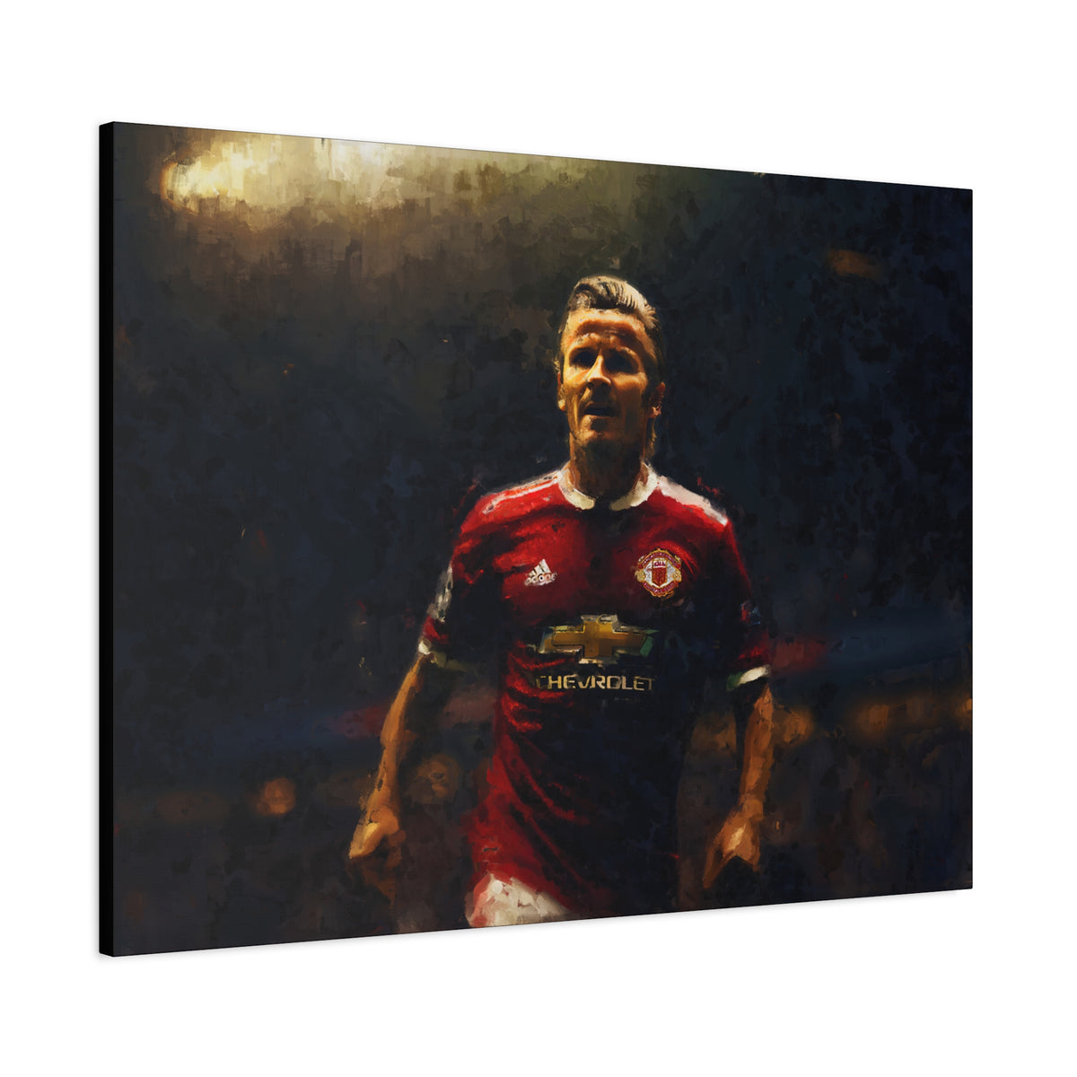 Beckham Brilliance Impressionist Portrait, Stretched Canvas Football Fine Art Print Poster, Ready to Hang Football Wall Art, Soccer Fan Gift