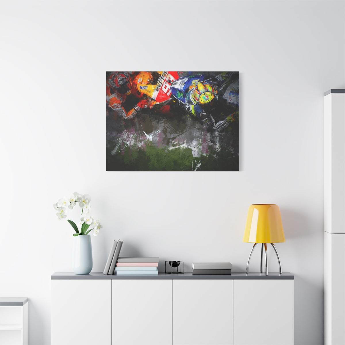 Duel of Champions: Stretched Canvas Fine Art MotoGP Print Poster - Ready to Hang, Wall Art MotoGP Gift