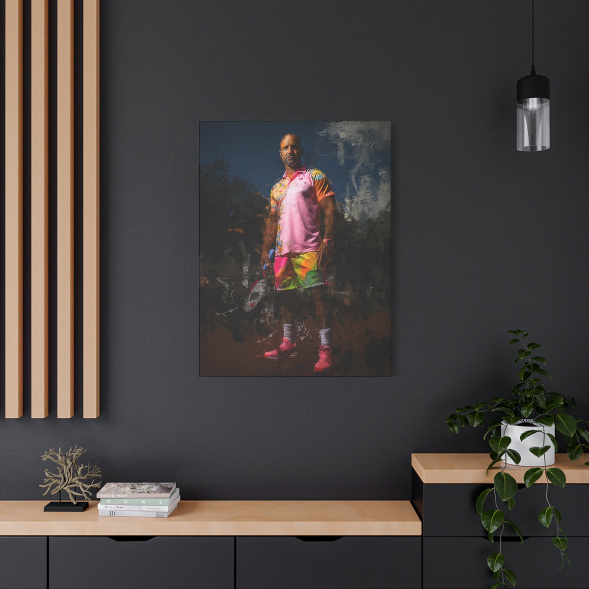 Andre Agassi Tennis Legend: Expressionist Modern Art Painting on Canvas - Stretched Canvas Tennis Fine Art Print Poster- Ready to Hang Wall Art, Tennis Fan Gift