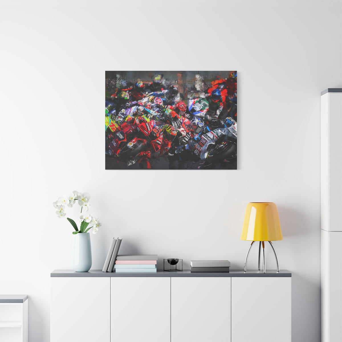 MotoGP Start Line Masterpiece: Stretched Canvas Fine Art Print Poster - Ready to Hang, the Ultimate Wall Art MotoGP Gift