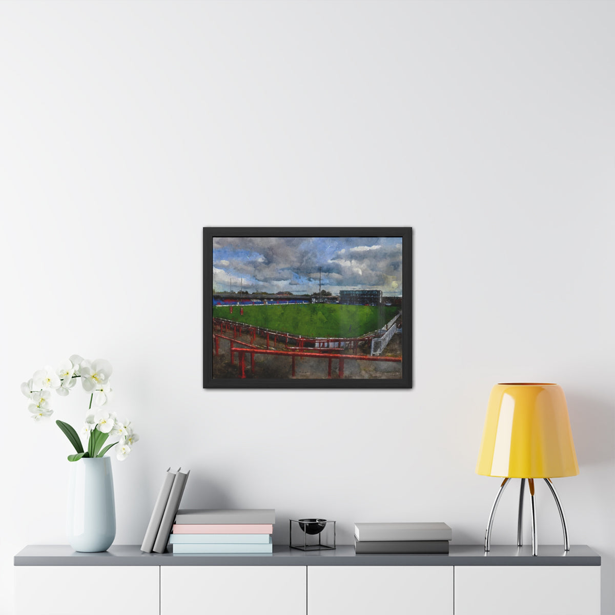 Belle Vue Reverie: Wakefield Painting - Ready to Hang Framed Fine Art Rugby Print Poster, Wildcats Rugby Fan Gift