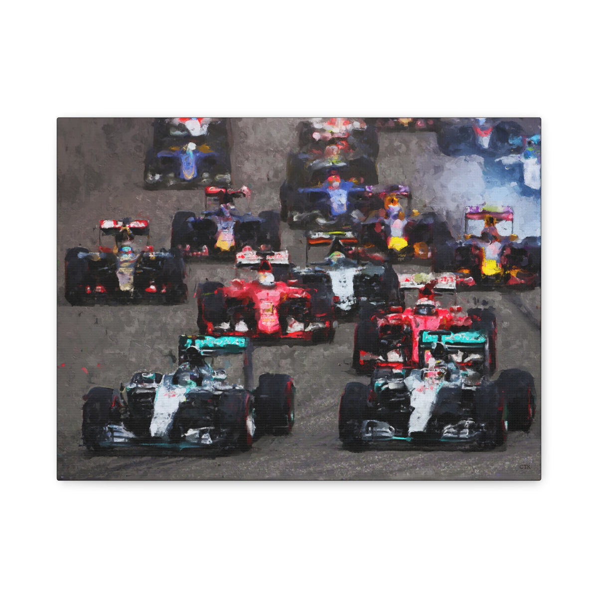 Fuel Your Walls with Speed: Stretched Matte Canvas Fine Art F1 Print Poster - Ready to Hang, Wall Art Formula One Gift