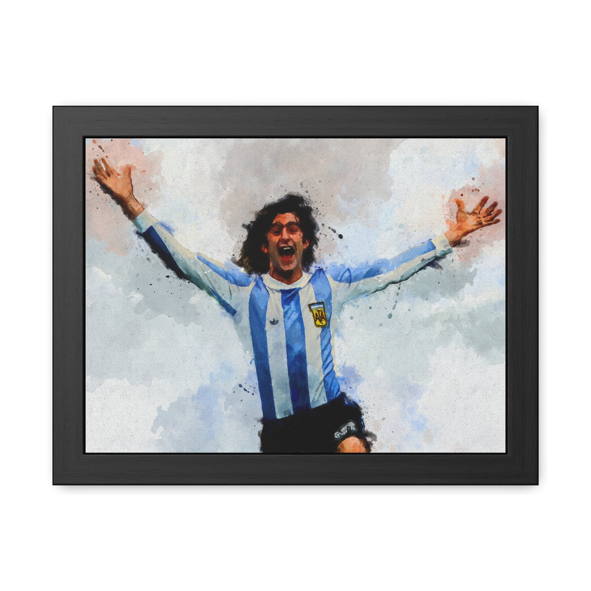 World Cup Winners 1978 Argentina Watercolor Painting, Ready to Hang Framed Art Print Poster, Argentina Fan Gift