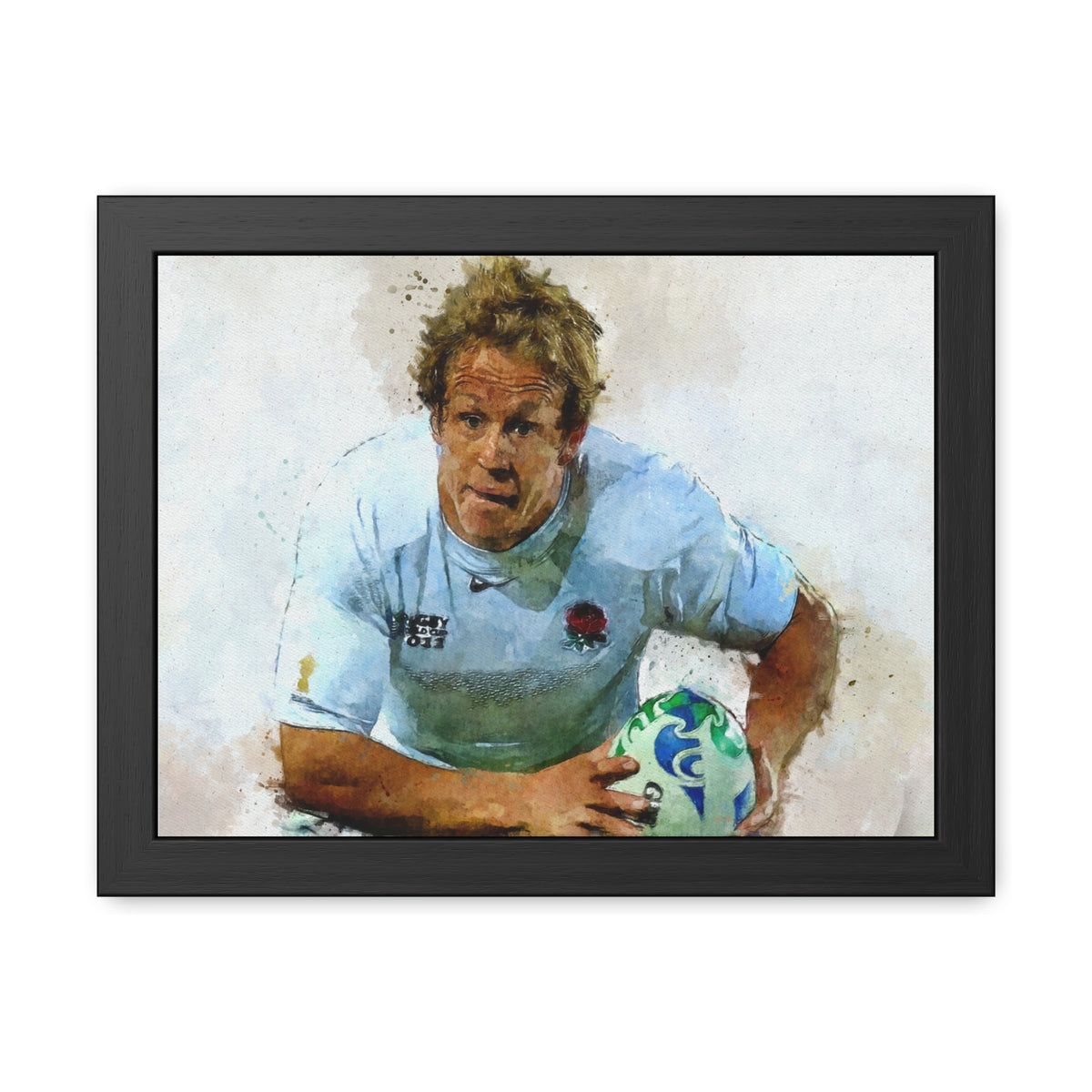 Johnny Wilkinson: Rugby Greatness Unleashed - Ready to Hang Framed Watercolour Fine Art Rugby Print Poster, Rugger Wall Art, Rugby Fan Gif