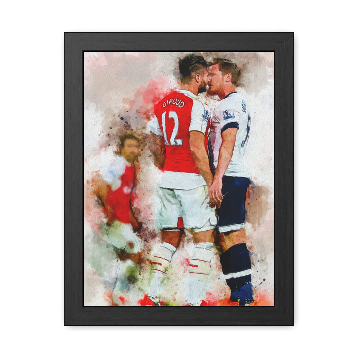 Arsenal vs. Tottenham Derby Ready to Hang Framed Watercolour Fine Art Painting Print Poster, Football Wall Art, Soccer Fan Gift