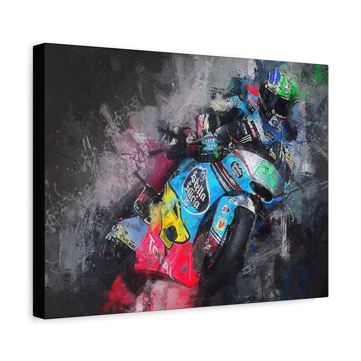 Experience the Roar: Stretched Canvas Fine Art MotoGP Print Poster - Ready to Hang, Wall Art MotoGP Gift