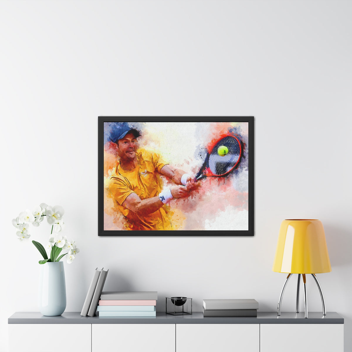 Andy Murray Expressionist Portrait: Ready to Hang Framed Watercolour Fine Art Painting Print Poster, Tennis Wall Art, Tennis Fan Gift