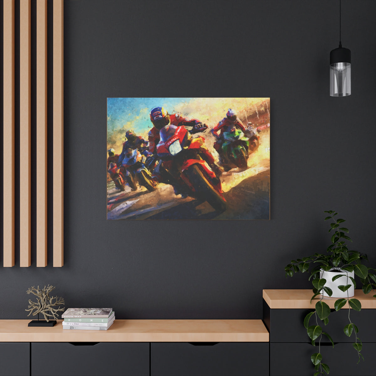 Impressionist MotoGP Riders Canvas: Fine Art Print Poster- Ready to Hang, Wall Art MotoGP Gift