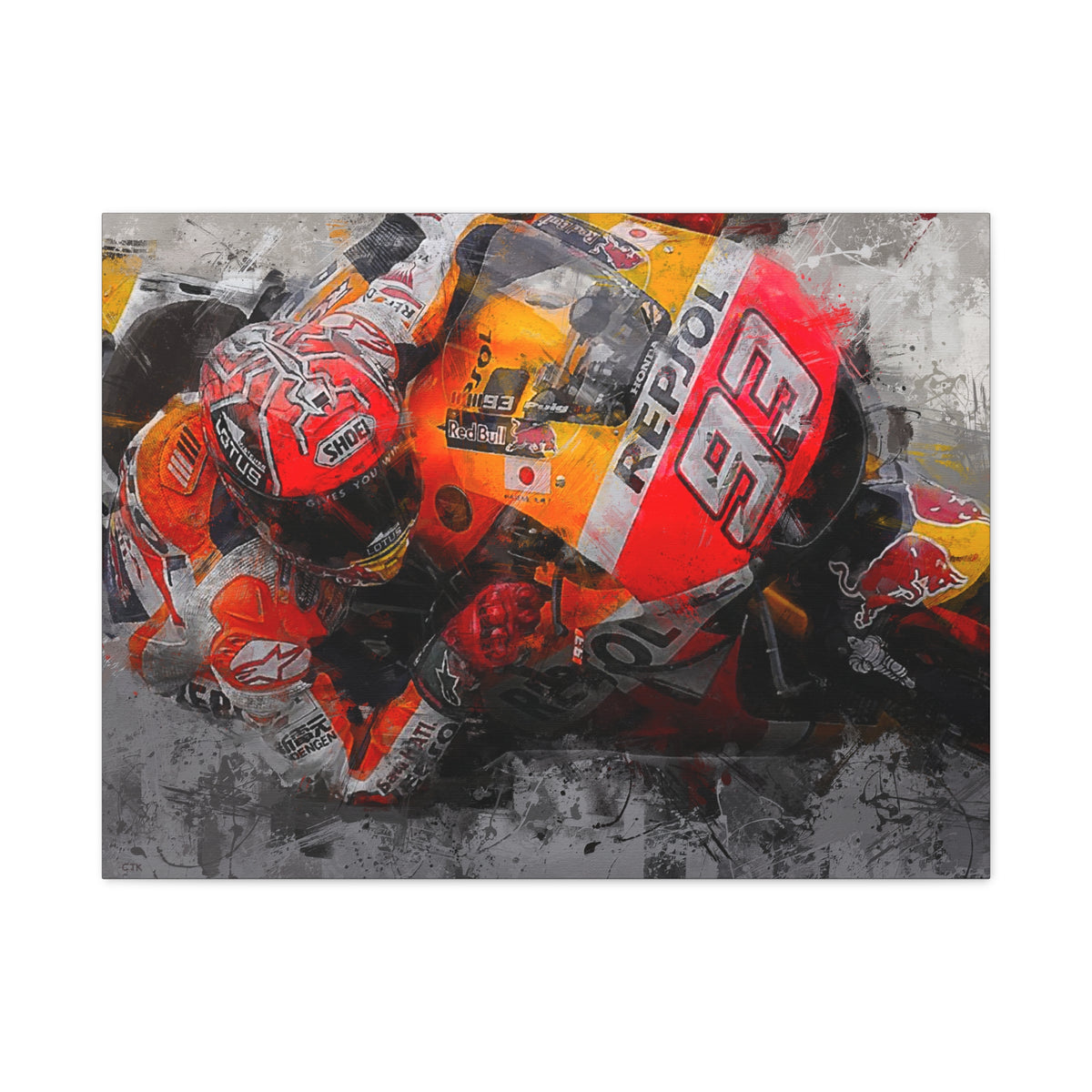 Marc Marquez Masterpiece, Stretched Canvas Fine Art MotoGP Print Poster, Ready to Hang, Wall Art MotoGP Gift