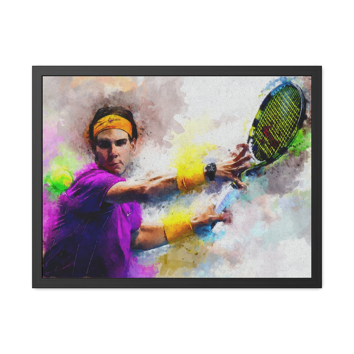 Roger Federer Expressionist Portrait: Ready to Hang Framed Watercolour Fine Art Painting Print Poster, Tennis Wall Art, Tennis Fan Gift