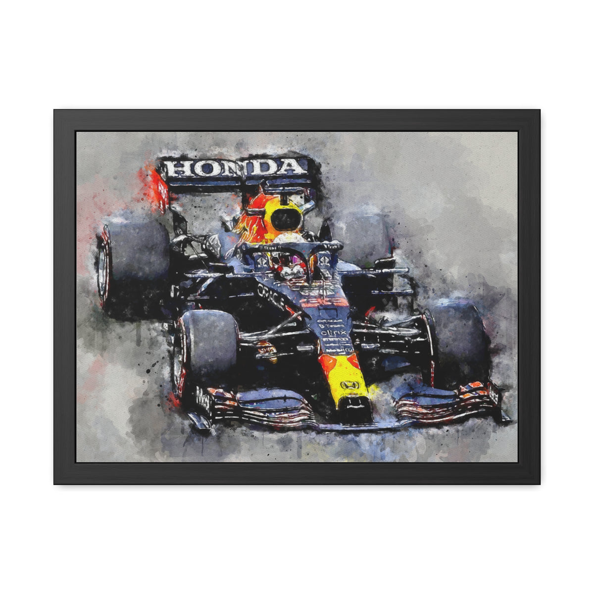 Embark on a Thrilling Red Bull Ride: Framed Watercolour F1 Fine Art Print - Ready to Hang, Wall Art Formula One Gift.