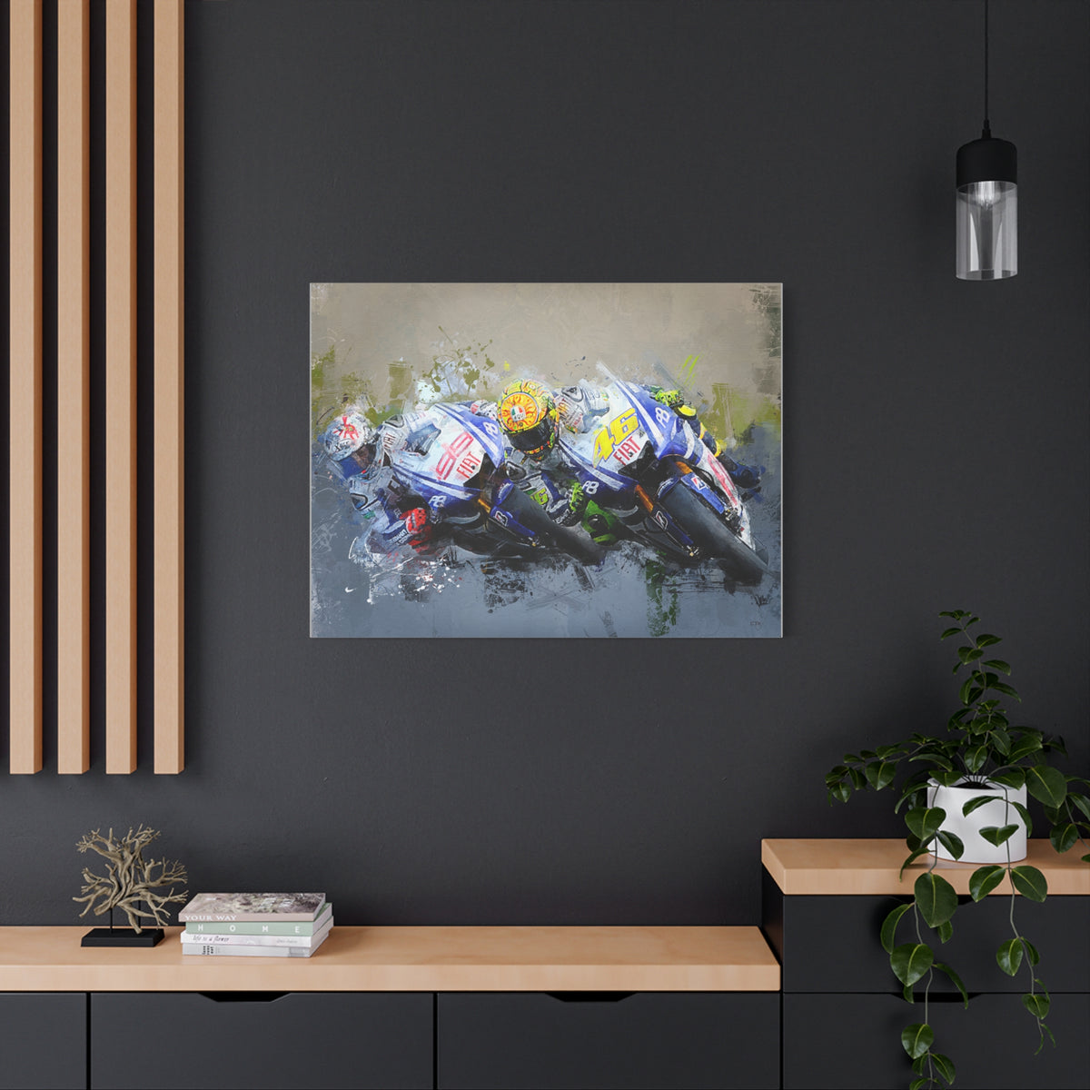 Feel the Thunder: Stretched Canvas Fine Art MotoGP Print Poster - Ready to Hang, Wall Art MotoGP Gift