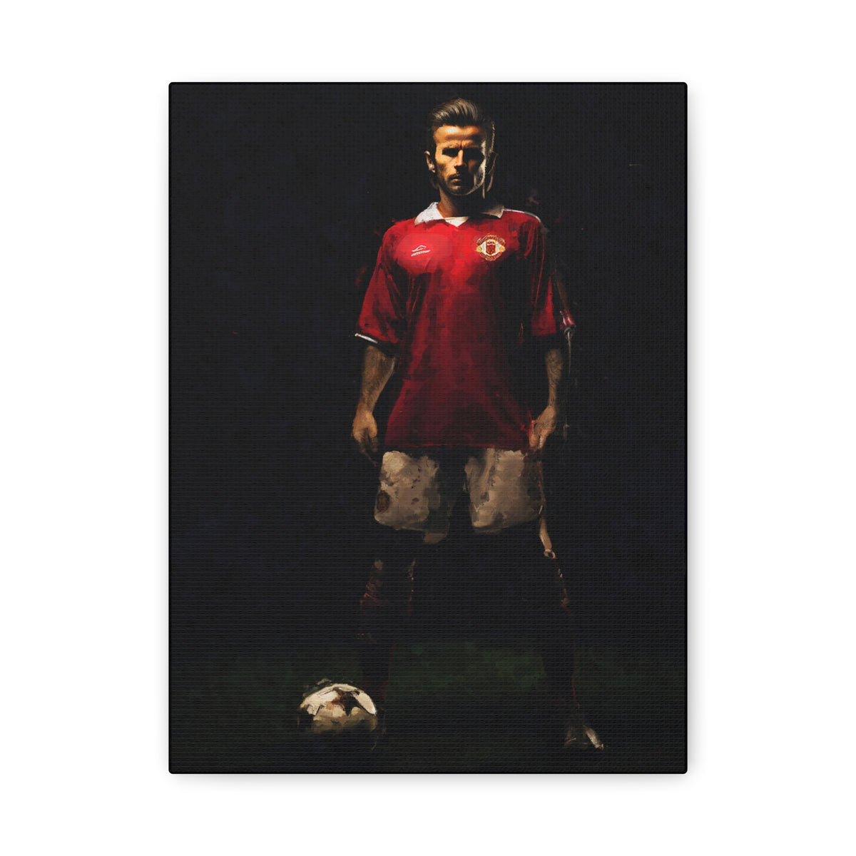 Beckham's Elegance: Impressionist Portrait Painting - Stretched Canvas Football Fine Art Print Poster- Ready to Hang Football Wall Art