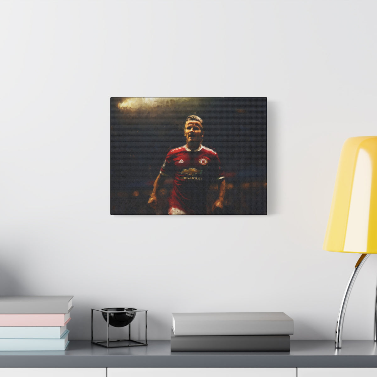 Beckham Brilliance Impressionist Portrait, Stretched Canvas Football Fine Art Print Poster, Ready to Hang Football Wall Art, Soccer Fan Gift