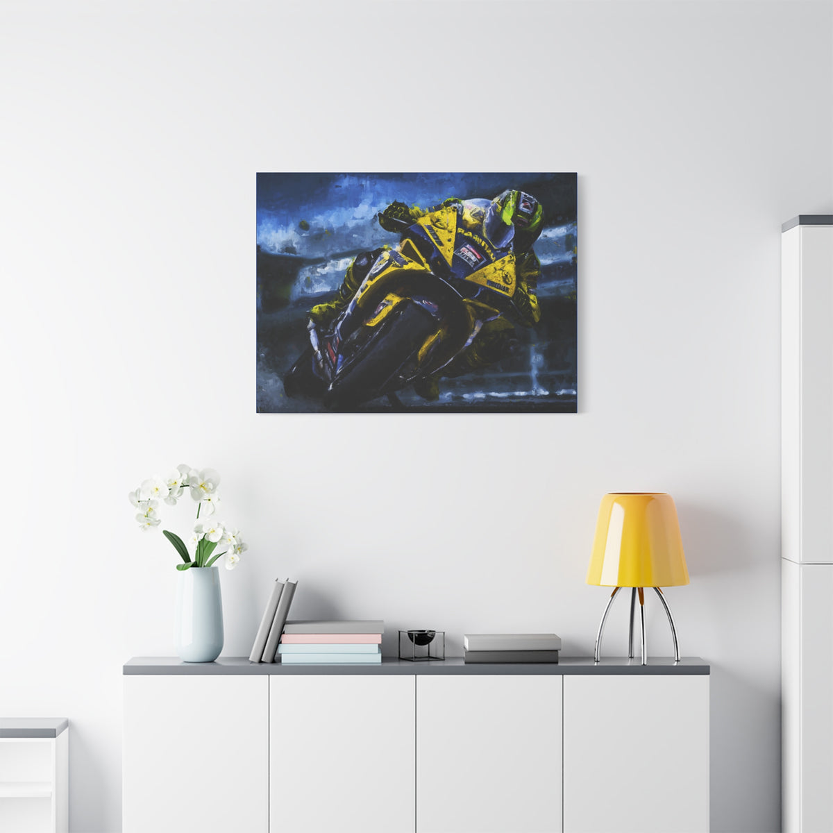 Feel the Thrill: Impressionist MotoGP Bike Rider, Fine Art Print on Stretched Matte Canvas - Ready to Hang, Wall Art MotoGP Gift.