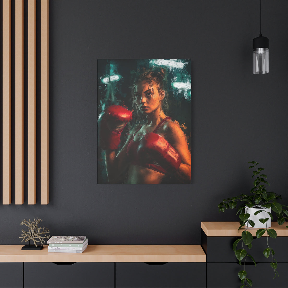 Powerful Punch: Canvas Framed Fine Art Print Poster - Ready to Hang, Wall Art Boxing Gift