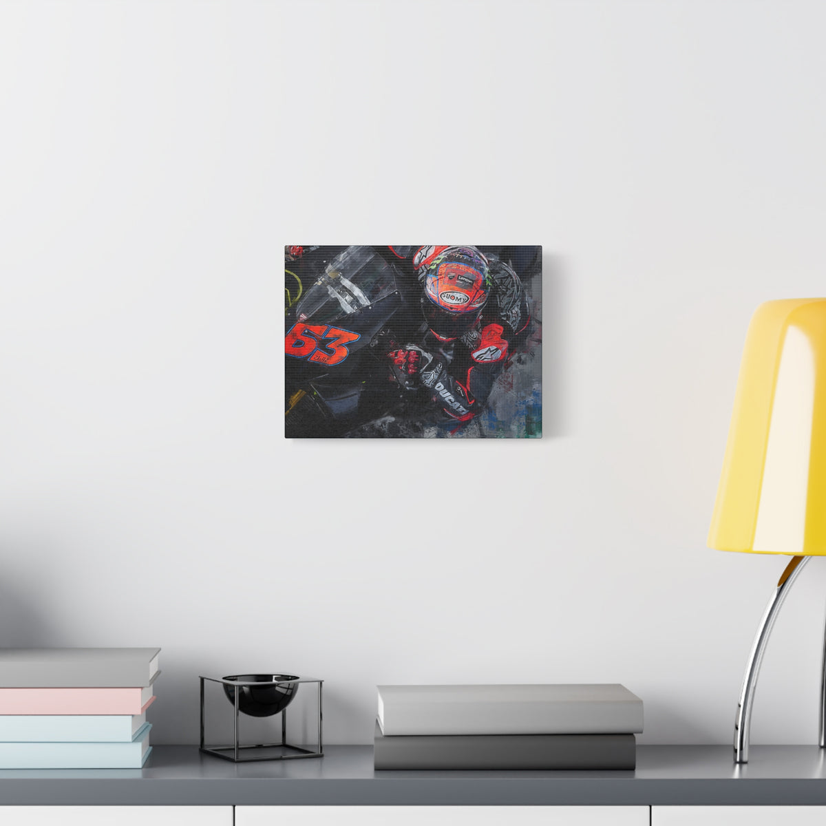 Ducati Cornering: Stretched Canvas Fine Art MotoGP Print - Ready to Hang, Wall Art MotoGP Gift