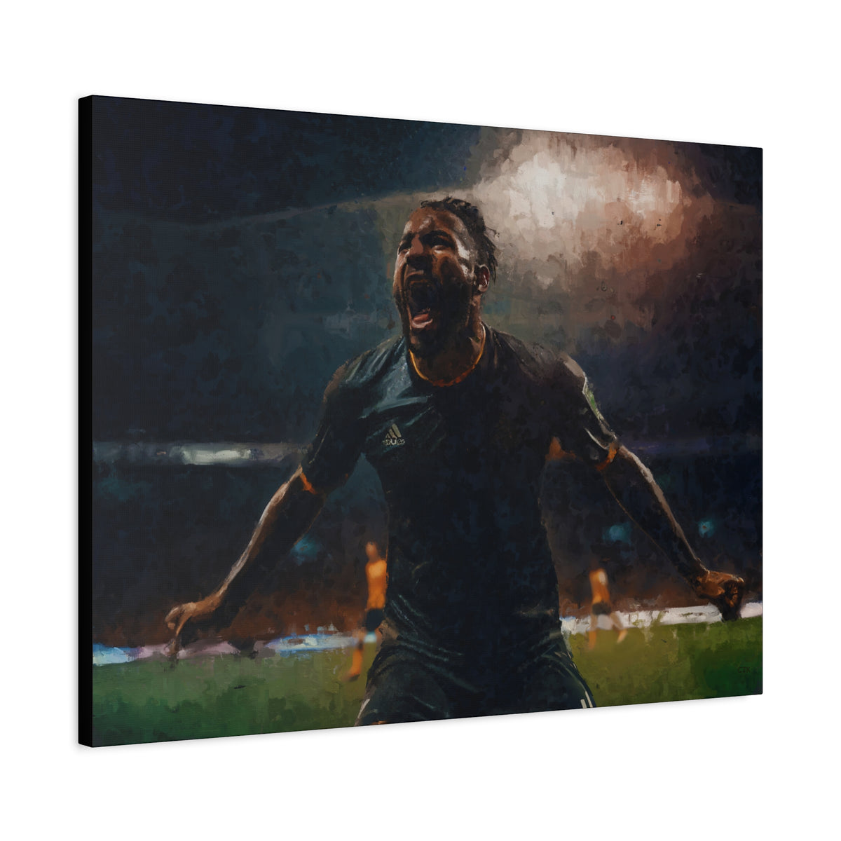 Celebrating Victory: Impressionist Soccer Art Print - Stretched Canvas Fine Art Poster, Ready to Hang - Perfect Football Fan Gift.