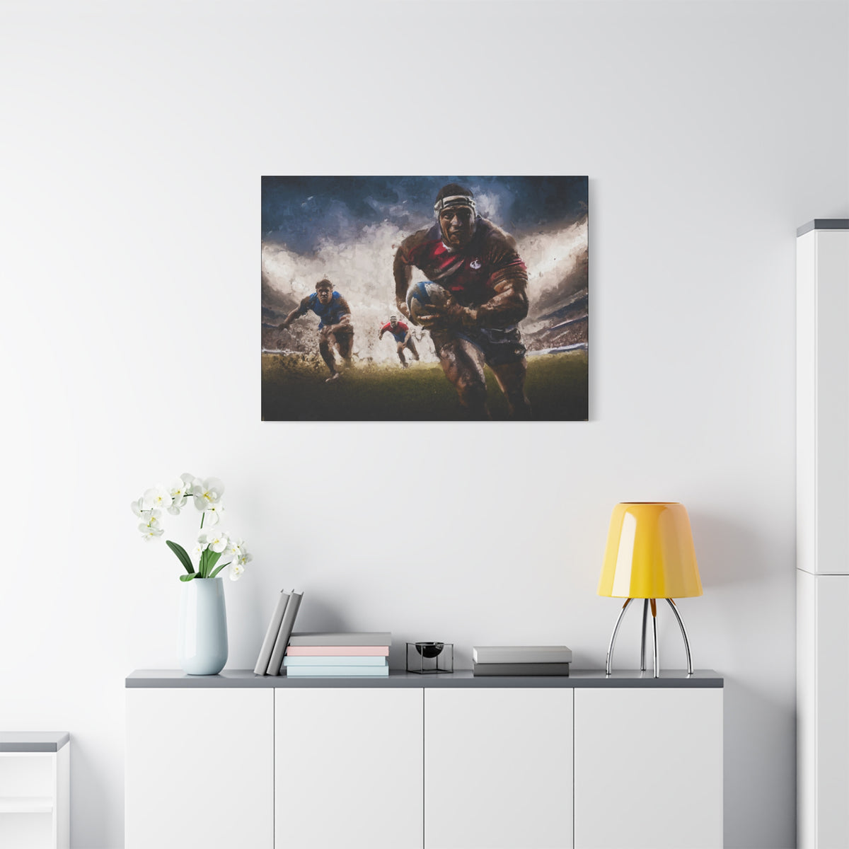 Rugby in Motion: Impressionist Canvas Fine Art Print - Ready to Hang Wall Art, Rugby Fanatic Gift