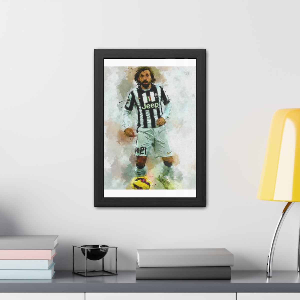 Andrea Pirlo Expressionist Portrait - Soccer Maestro Art! Ready to Hang Framed Watercolour Fine Art Painting Print Poster, Football Wall Art, Soccer Fan Gift