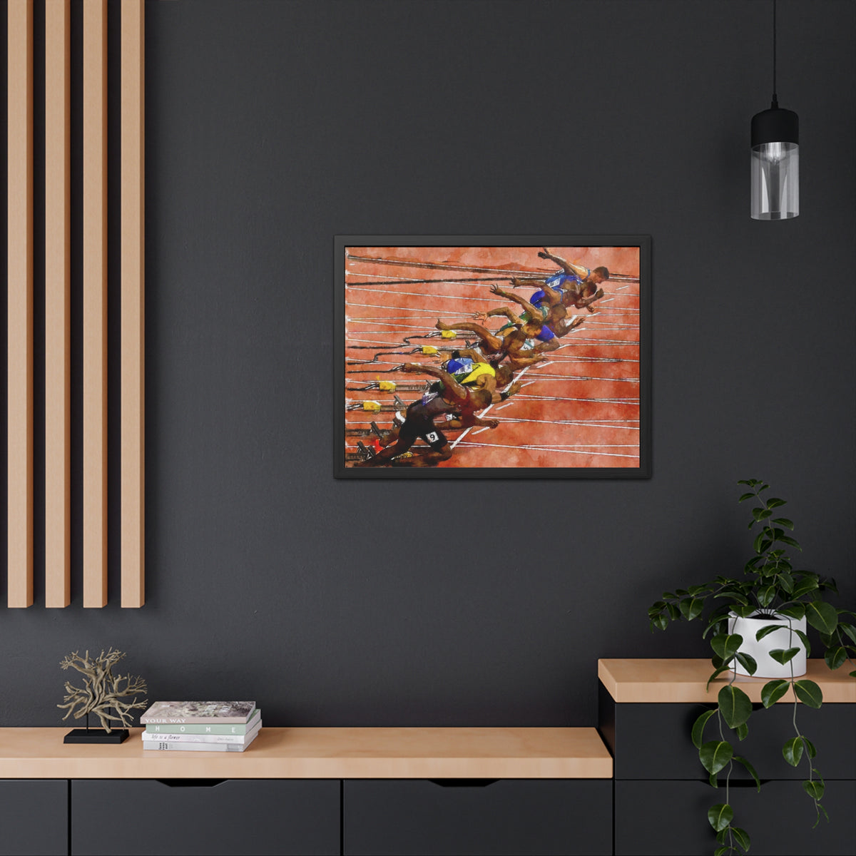 Bold Sprint Racer Expressionist Art - Framed Watercolour Print, Perfect Match Day Memorabilia, Ready to Hang, Athletics Wall Art, Athletics Fan Gift