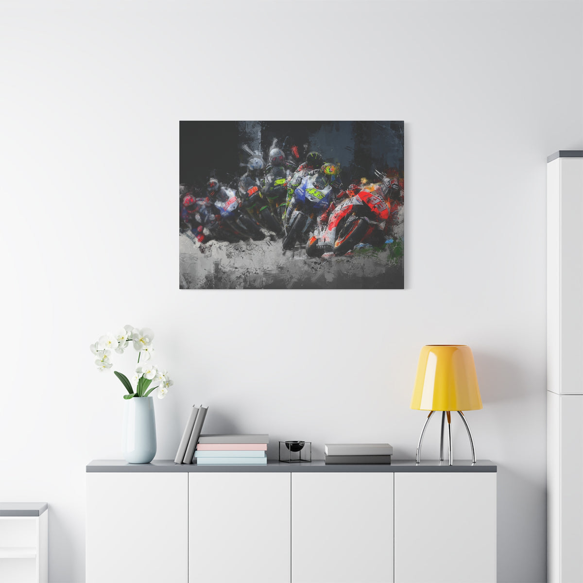 Rev Up Your Walls with Thrilling MotoGP Action! Stretched Canvas Fine Art MotoGP Print Poster - Ready to Hang, Wall Art MotoGP Gift