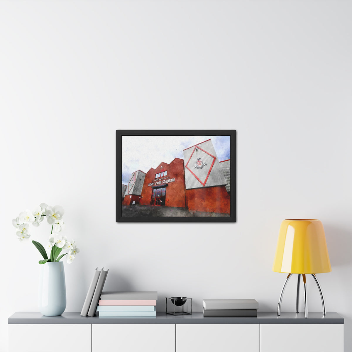Airdrieonians Excelsior Stadium Watercolour Art - Dynamic Diamonds Football Print - Ready to Hang Framed Watercolour Fine Art Painting Print Poster