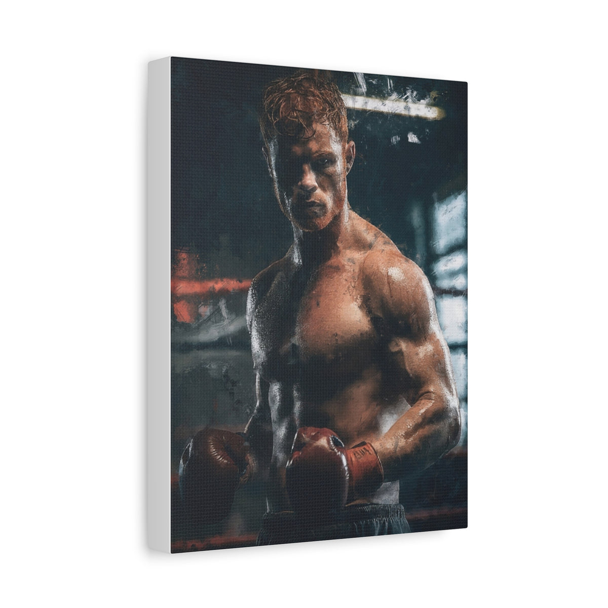 Canelo Álvarez Painting: Expressive Boxing Brilliance - Stretched Canvas Fine Art Boxing Print Poster, Ready to Hang, Wall Art Boxing Gift