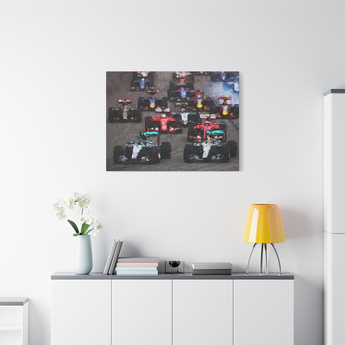 Fuel Your Walls with Speed: Stretched Matte Canvas Fine Art F1 Print Poster - Ready to Hang, Wall Art Formula One Gift